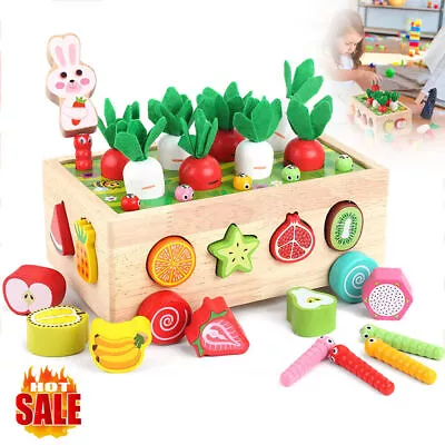 Montessori Toys For 1 2 3 Year Old Boys Girls Wooden Sorting Stacking Toys Kids • £12.99