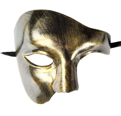 MASQUERADE Phantom Half Face Mask PROM BALL Fancy Dress MENS Venetian Mask • £12.39