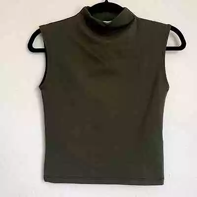 NWT Madewell $42 Funnelneck Cropped Muscle Tee In Capers Green Sz XS • $20