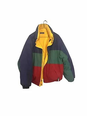 Vtg Nautica Mens Reversible Warm Down Puffer Ski Jacket Coat Size Large Hip Hop • $40