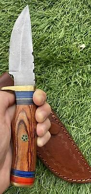 8”Handmade /Forged Damascus Steel Knife W/ Wood Handle& Sheath ZH 13/Axe/pro Max • $39.99