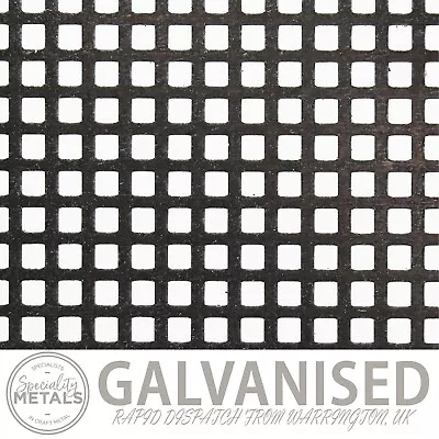 Galvanised Steel Square Hole Perforated Metal | 5mm Hole 8mm Pitch 1mm Thick • £14.35