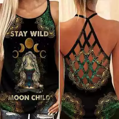 STAY WILD MOON CHILD TANK TOP All Over Print Mother Day Gift Us Size Best Price • $19.94