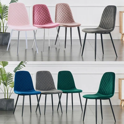 $99 • Buy 1/2/4X Dining Chairs Velvet Padded Seat Metal Leg Kitchen Dressing Chair Office