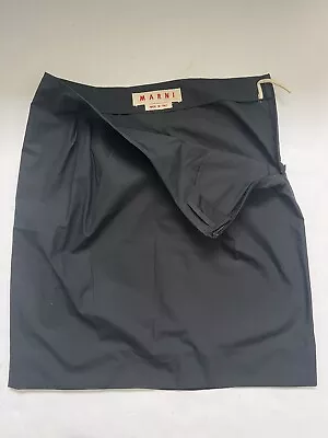 MARNI Made In Italy Black Cotton Knee Length Skirt In Black Size IT 42 • $159