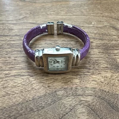 VTG VIVANI WOMENS CUFF BRACELET WRIST WATCH ABALONE Purple 129-20-23 New BATTERY • $8