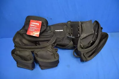 Husky 3-Bag 17 Pocket Black Framer's Suspension Rig Work Belt With Suspenders • $89.99