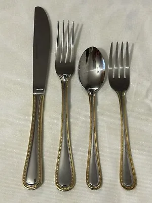 32 Pc Lot International Royal Bead Gold Accent Flatware Set For 8 • $50