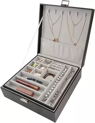 Jewelry Box For Women Girls 2-Layer Jewelry Organizer Jewelry Storage Case  • $54.99