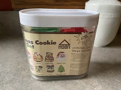 Vintage Hoan Christmas Cookie Cutter Baking Set W/ Container 1986 - 9 Included • $11.99