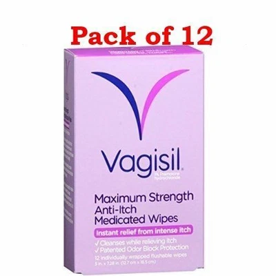 $69.36 • Buy Vagisil Anti Itch Medicated Wipes Odor Protection Maximum Strength 12ct 12 Pack