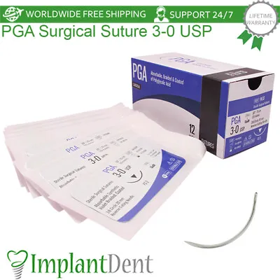 $29 • Buy Dental Absorbable Braided & Coated Surgical PGA Suture 3-0 USP, Implant Surgery