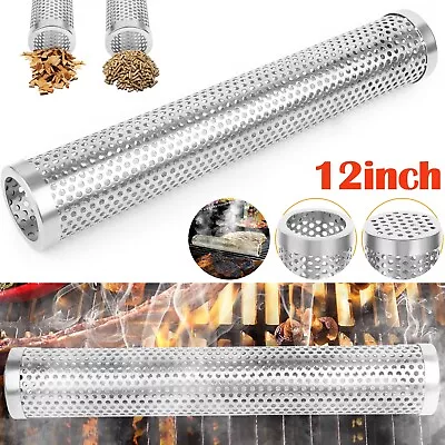 12in Stainless Steel BBQ Grill Smoker Box Tube For Smoking Cheese Nuts Fish Beef • $12.98