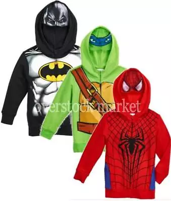 New! Boy's Character Full Zip Fleece Lined Hoodie Sweatshirt W/ Mask! Variety! • $16