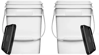 4 Gallon Square Plastic Bucket Food Grade BPA Free Containers( Pack Of 2 )White • $37.55