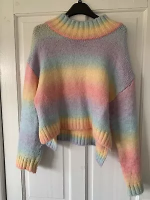 George Ladies Pastel Rainbow  🌈 Cropped Jumper Size M • £6