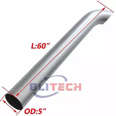 5 Inch Aluminized Exhaust Curved Stack Pipe 5  OD X 60  Length Semi Truck Tube • $119