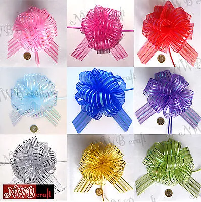 £2.49 • Buy 50mm Large Organza Ribbon Pull Bows Various Colours Wedding/party/giftwrap 