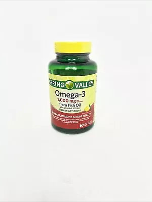 Spring Valley Omega-3 From Fish Oil Plus Vitamin E | Softgels 1000 Mg 60 Ct • $18