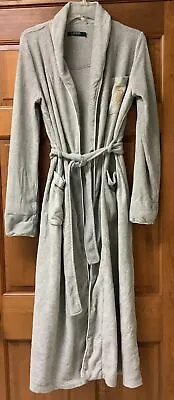 Ralph Lauren Long Shawl Collar Embroidered Logo Micro-Fleece Robe Gray Small • $17.99