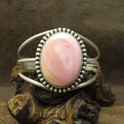 Southwestern Sterling Silver Split Shank Pink Conch Shell Cuff By Jose Campos+ • $300