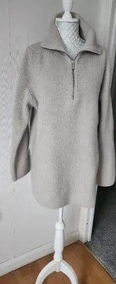 Worn Once  Zip Rib Knit Jumper Back Size Eur Small  From H&M • £19.99