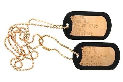 Custom Embossed Copper Military Army Air Force Navy USMC ID Dog Tags • $9.99