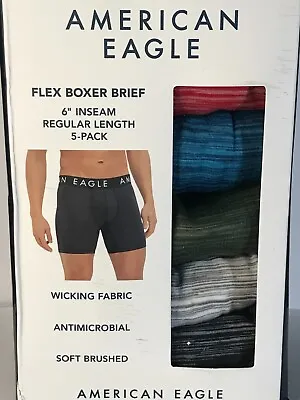 American Eagle 6  Flex Boxer Brief Underwear Trunks AEO 5-Pack Size M MEDIUM NEW • $32.87