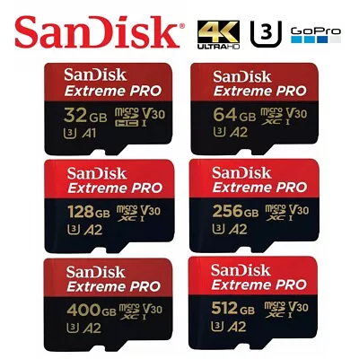 Micro SD Extreme Pro SanDisk 32GB 64GB 128GB SD Memory Card 4K U3 A1 A2 200MB/s • $269.95