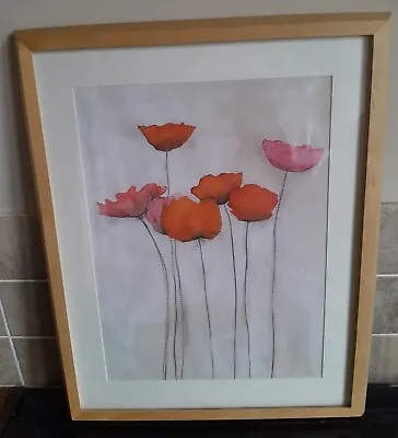 Red Poppy Poppies Print Art IKEA Frame 53x43cm • £4.65