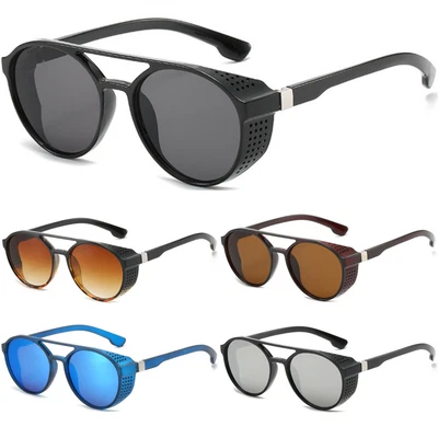 $5.93 • Buy Vintage Retro Steampunk Sunglasses Side Shield Hipster Round Designer Glasses UV