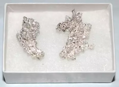 20.1 Grams 2 Large CRYSTALLINE SILVER Fine Nuggets Ultra Pure 999+ &Display Case • $39