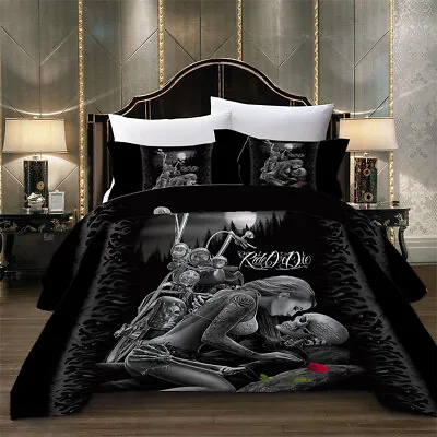 £21.99 • Buy 3D Gothic Skull Duvet Cover Black Bedding Set Single Double King Pillow Cases
