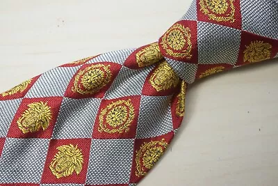 Gianni Versace Silver Cherry Red Plaid Medusa Head Silk Tie Made In Italy  • $59.99