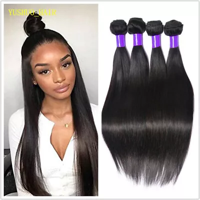 Straight Hair Bundles Peruvian Real Human Hair Extensions 4Pcs Virgin Weave 200g • $22.63