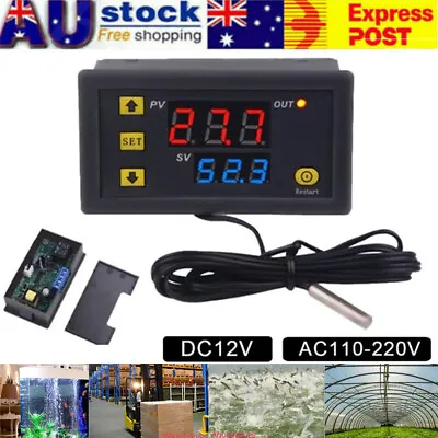 $13.59 • Buy Digital Temperature Thermostat Controller AC12V-220V Heating Cooling LCD W/Probe