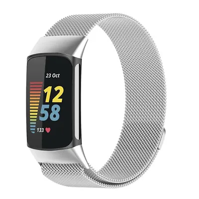 For Fitbit Charge 5 Milanese Loop Band Metal Stainless Steel Magnet Strap • $6.95