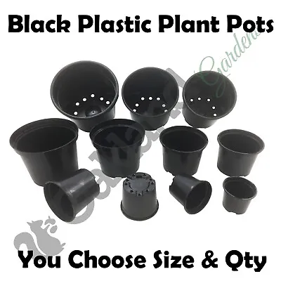 Strong Black Plastic Plant Pot Flower Pots 1 To 20 Litre Garden Planter Herb • £312.85