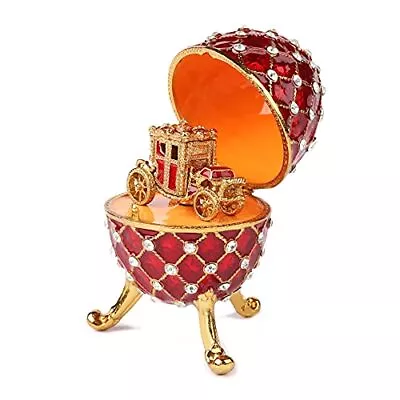 QIFU Vintage Red Imperial Faberge Egg Style Collectible With Mini Royal  • $35.41