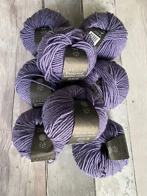 JAEGER 100% Extra Fine MERINO ARAN /DK WOOL Bundle 8x50g Lavender Yarn V Soft  • £30