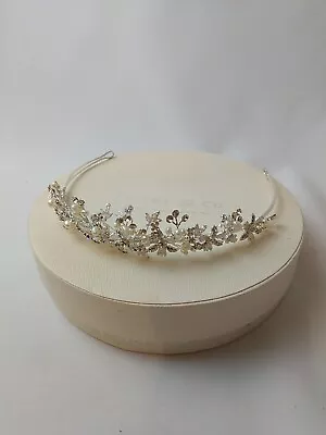 Ivory & Co. Silver Diamante Pearl Flower Twist Bridal Wedding Tiara In Box B5 • £49.99