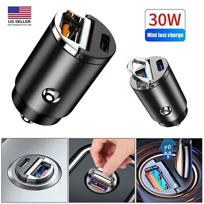 Dual USB Type-C PD Car Phone Charger Adapter 30W Fast Charging Accessories Black • $9.28