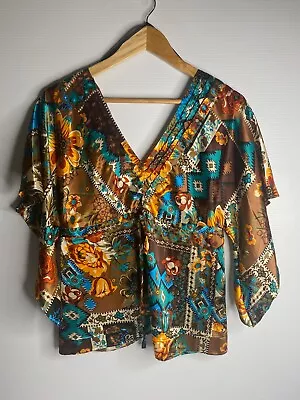 Satin Top Size 10 Kimono Style Boho • $20