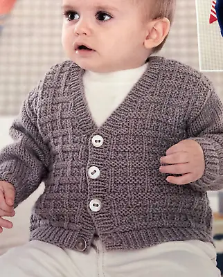 KNITTING PATTERN BABY  0 - 7 Yrs BOYS GIRLS CARDIGAN DK Pattern 16 - 26   - 191 • £2.15