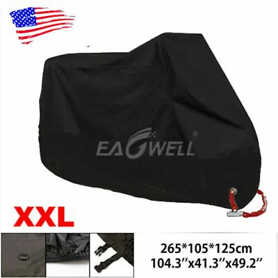 Motorcycle Motor Cover 3XL Waterproof Outdoor Rain Dust Snow Sun Protector Black • $19.99