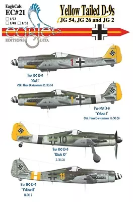 1/32 EagleCals #32021 Yellow Tailed Fw190D-9 Decals JG.2/26/54 • $17.99