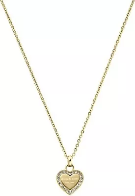 Michael Kors Heritage Hearts MK Logo Gold Necklace Crystals MKJ3969710 + MK BOX • $59.99