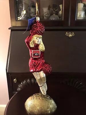 SEC Champions Georgia Bulldogs Cheerleader Ornament Collectible Glass&Stand • $94.99