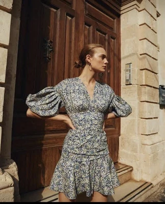 $110 • Buy Stunning SCANLAN THEODORE Floral Dress Lemon & Lavender - Size 6 - As New