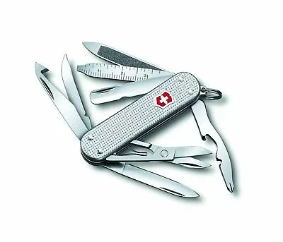 New Victorinox Swiss Army 58mm Knife  SILVER ALOX MINICHAMP  0.6381.26-X2   • $65.95